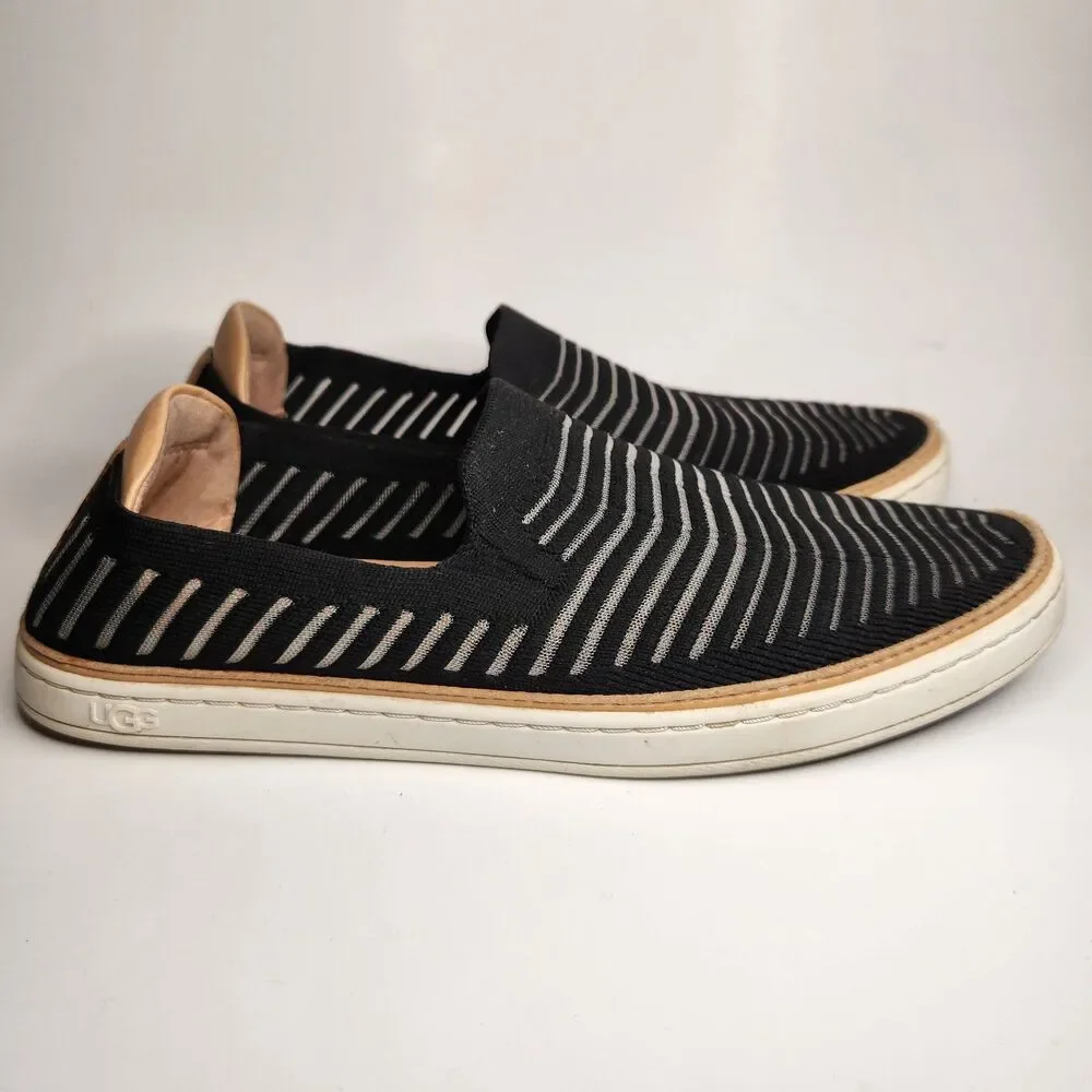 UGG Sammy Breeze Slip‎ On Sneaker Womens 7.5 Black Sheer Striped Stretchy